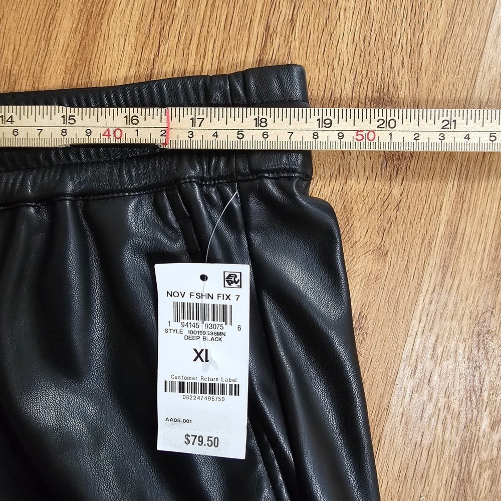 Mode of One Mens‎ Relaxed-Fit Faux Leather Pull-On Pants Black XL - Picture 6 of 6